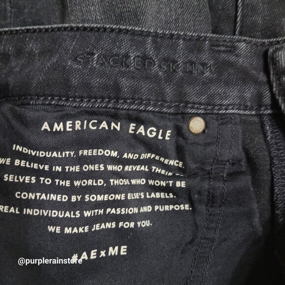 American Eagle Jeans Size 31x32 Stacked Skinny Next Level Flex Black Wash Denim - Picture 5 of 13